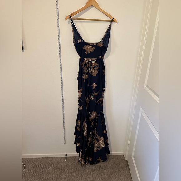 NWOT Floral Floor Length High Low Formal Wrap Gown - Picture 2 of 3